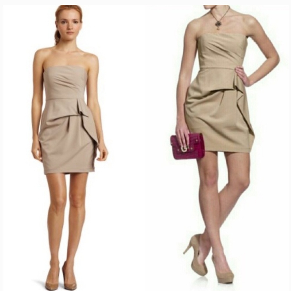 💜BCBG MaxAzria Beige Grace Cocktail Dress - Picture 4 of 8